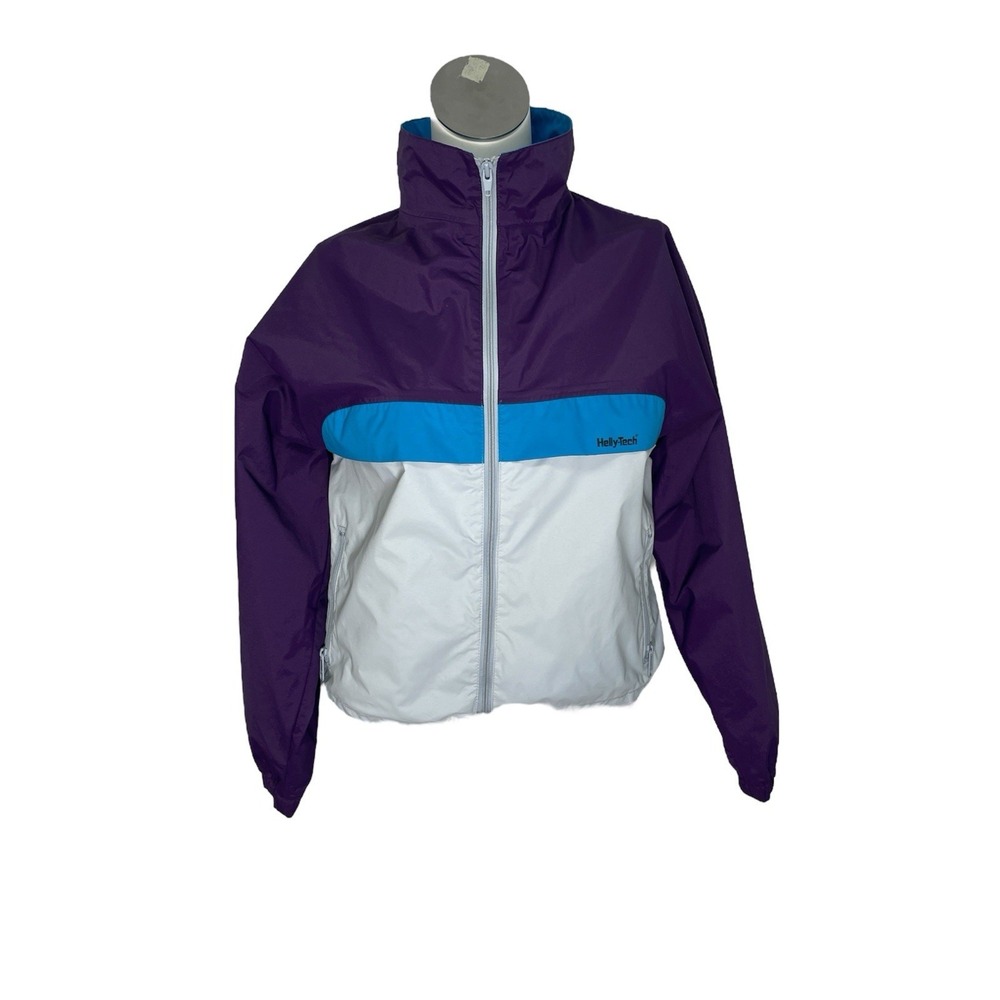 Helly Hansen Tech Rain Shell Jacket Womens Size Med Full Zip Wind Breaker Hiking